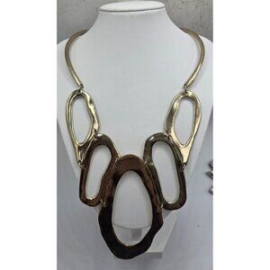 Statement Gold Tone Abstract Oval Link Necklace For Women